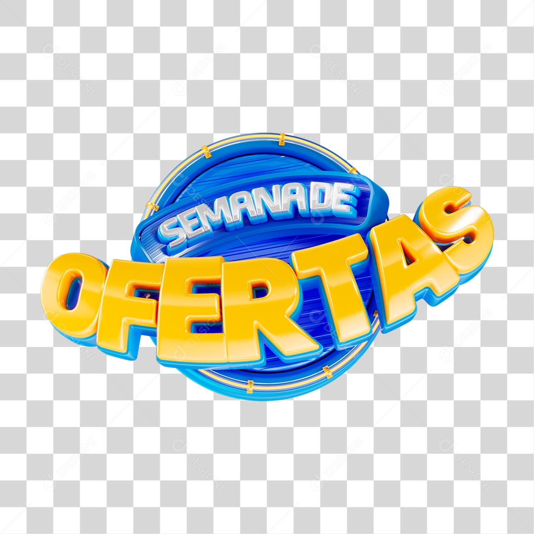 Selo 3D Semana de Ofertas para Composição PNG Transparente