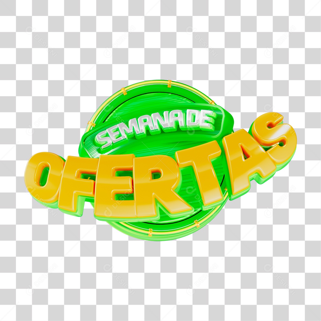 Selo 3D Semana de Ofertas para Composição PNG Transparente
