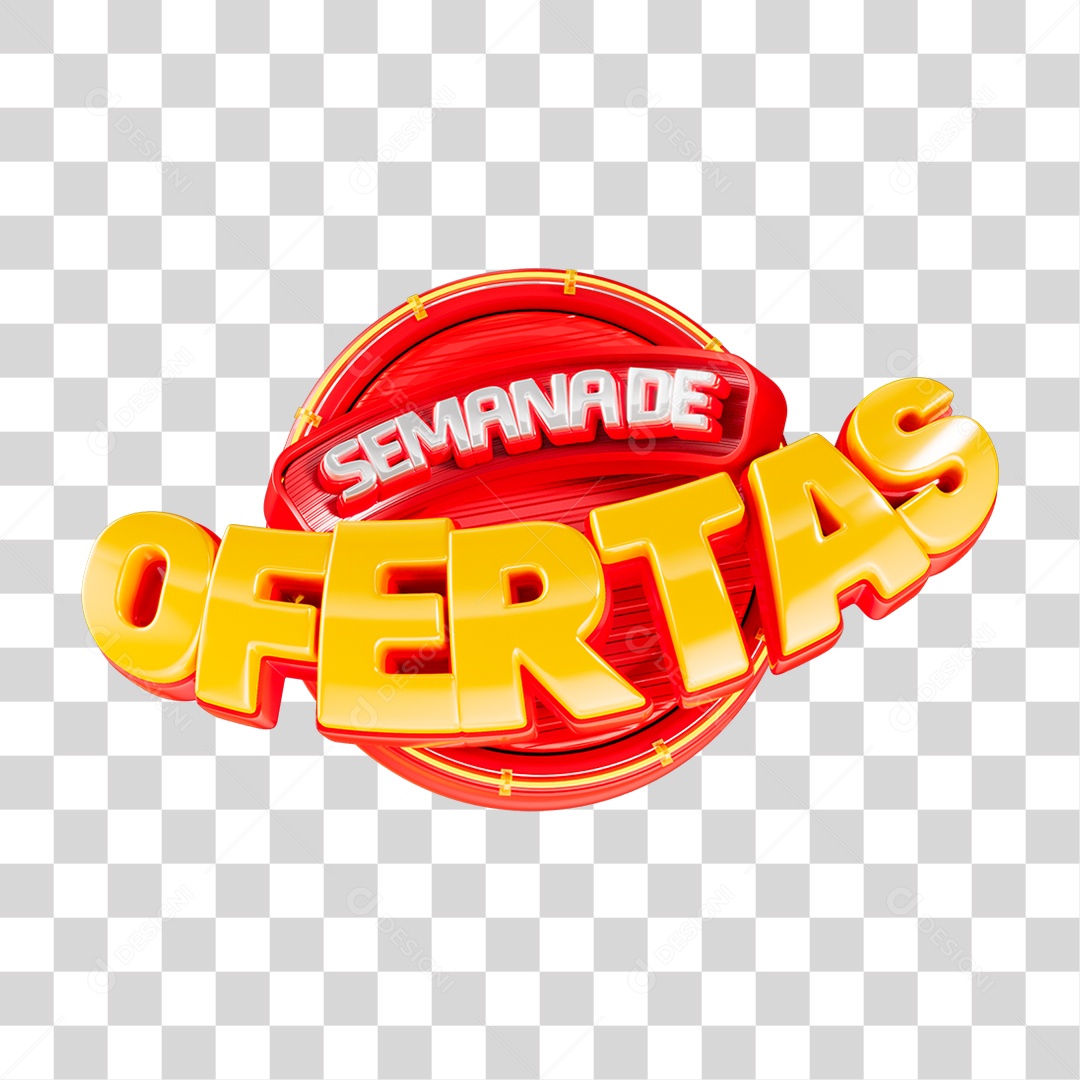 Selo 3D Semana de Ofertas para Composição PNG Transparente