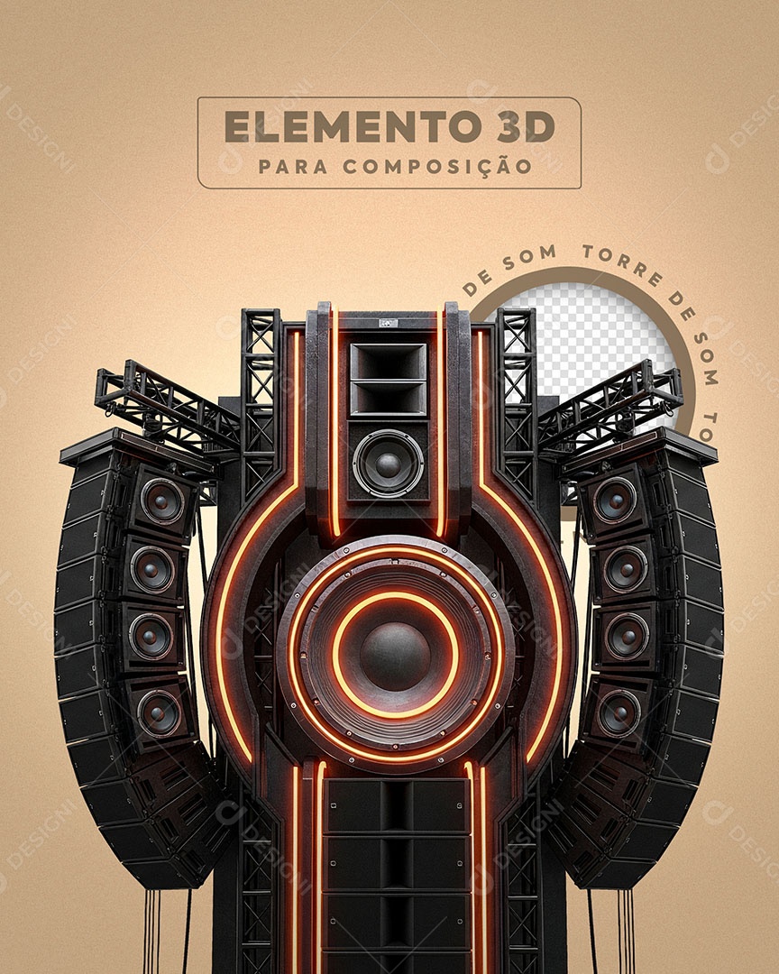 Estrutura de Som Vertical Elemento 3D Para Competição PSD