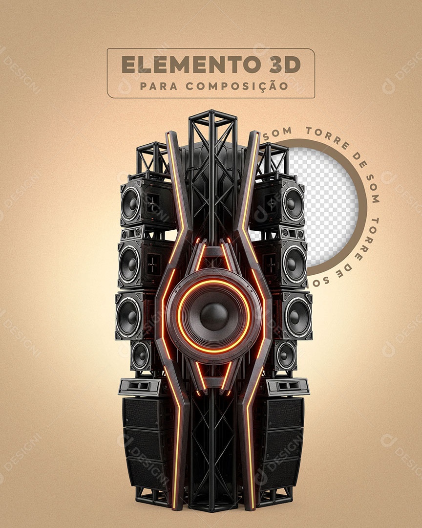 Estrutura de Som Vertical Elemento 3D Para Competição PSD