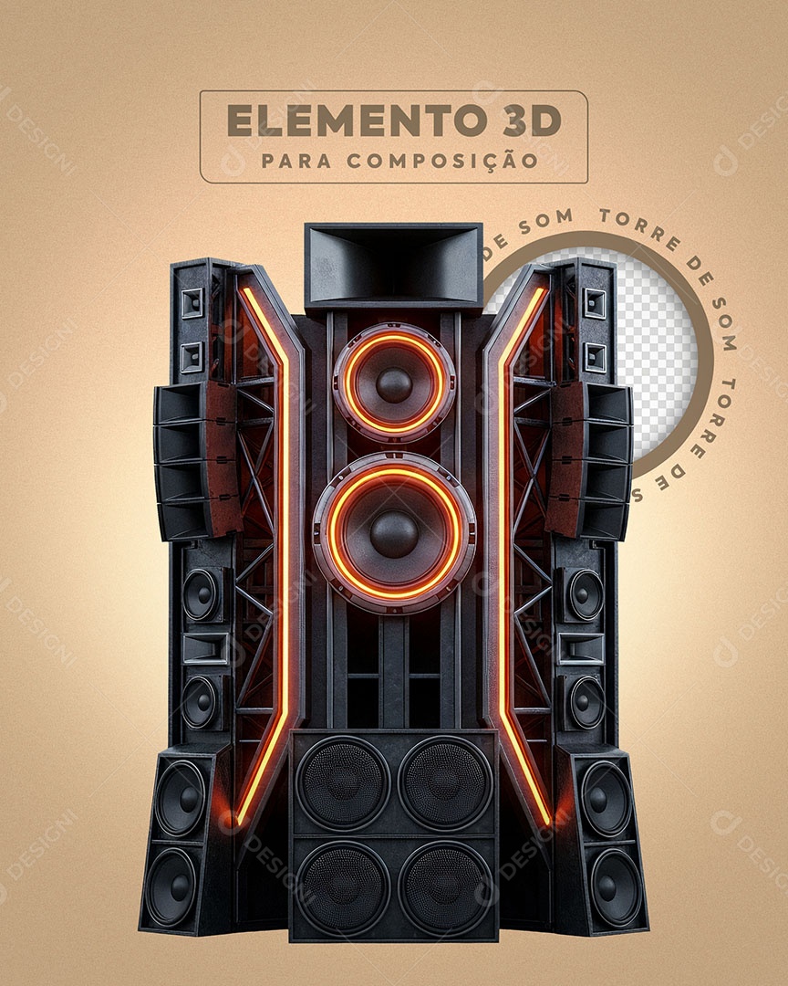 Estrutura de Som Vertical Elemento 3D Para Competição PSD