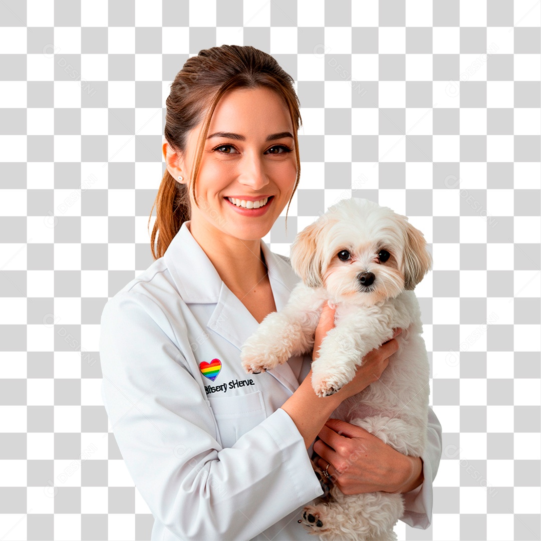 Mulher Segurando Cachorro PNG Transparente