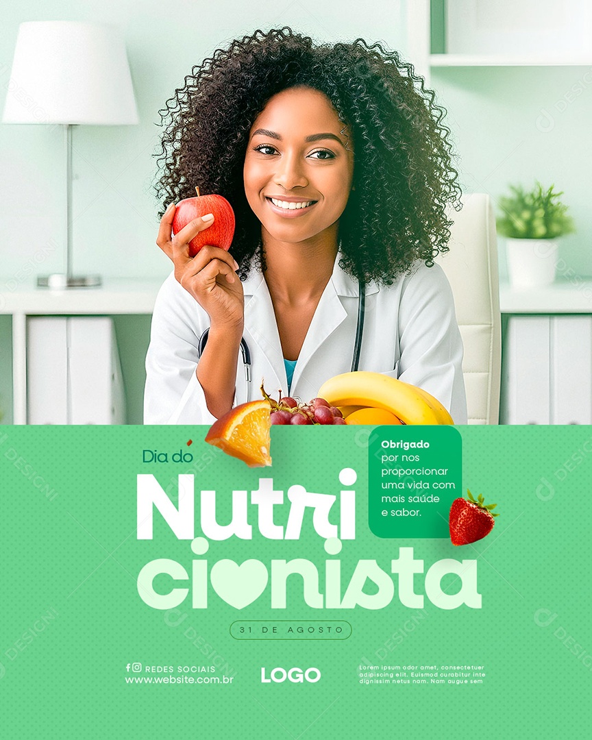 Dia Do Nutricionista 31 De Agosto Parabéns Social Media PSD Editável