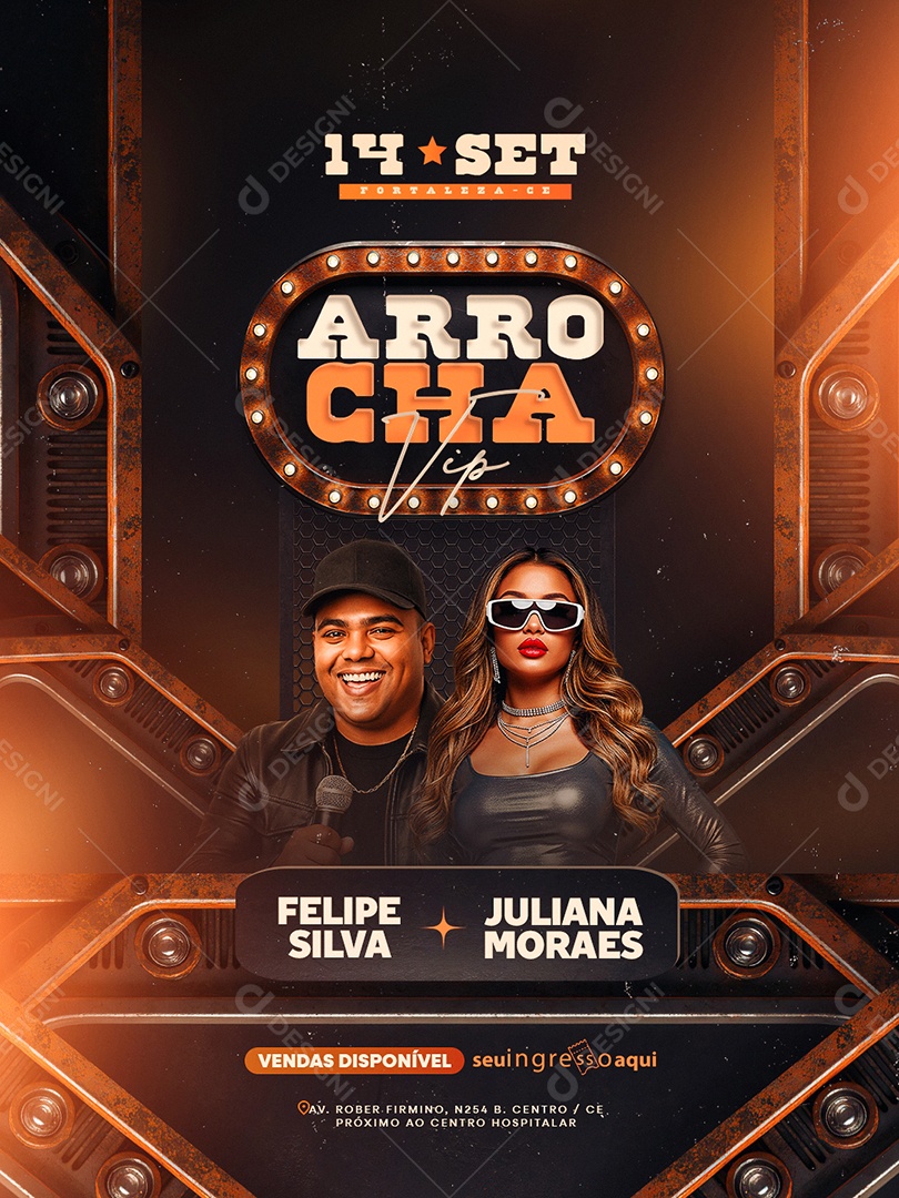 Flyer Próximos Shows Arrocha Vip Social Media PSD Editável