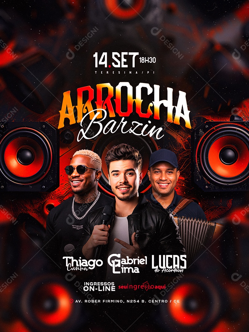 Flyer Próximos Shows Arrocha Barzin Social Media PSD Editável