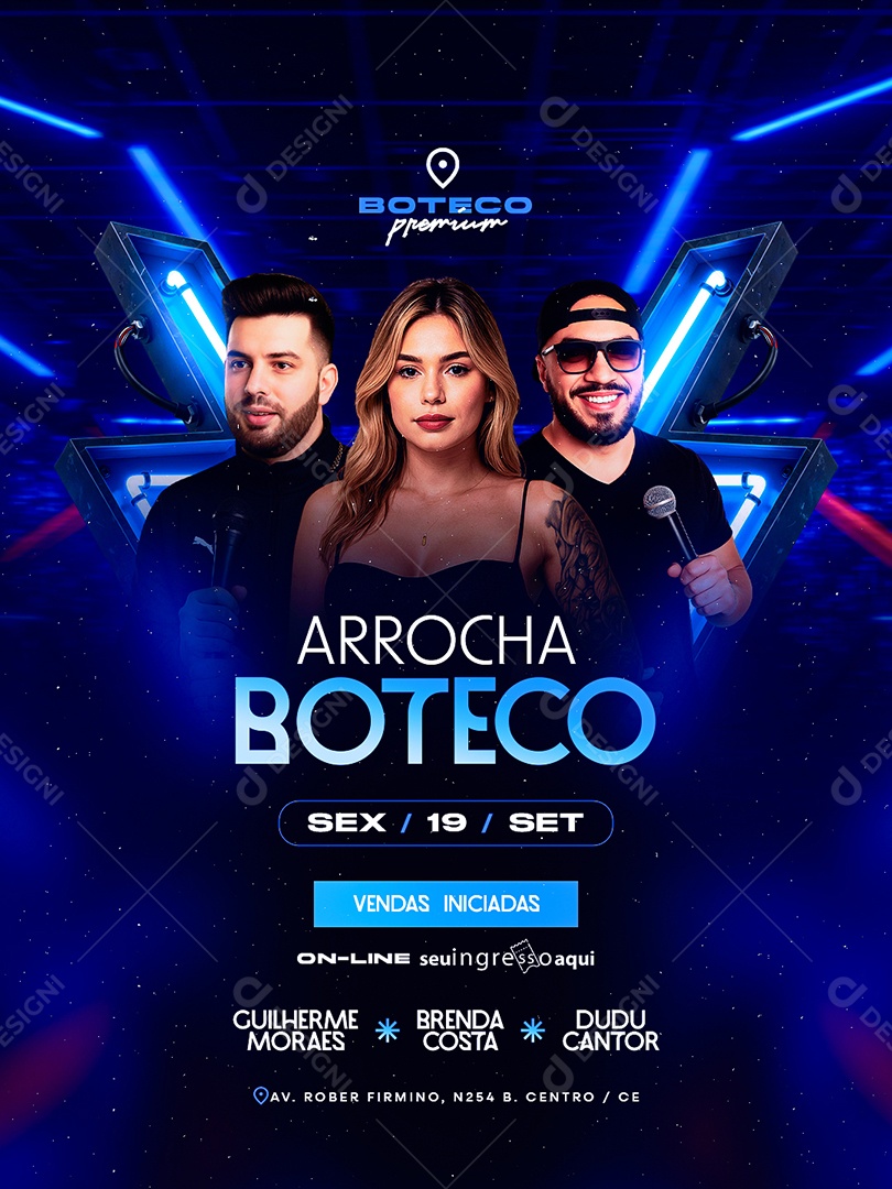 Flyer Próximos Shows Arrocha Boteco Social Media PSD Editável