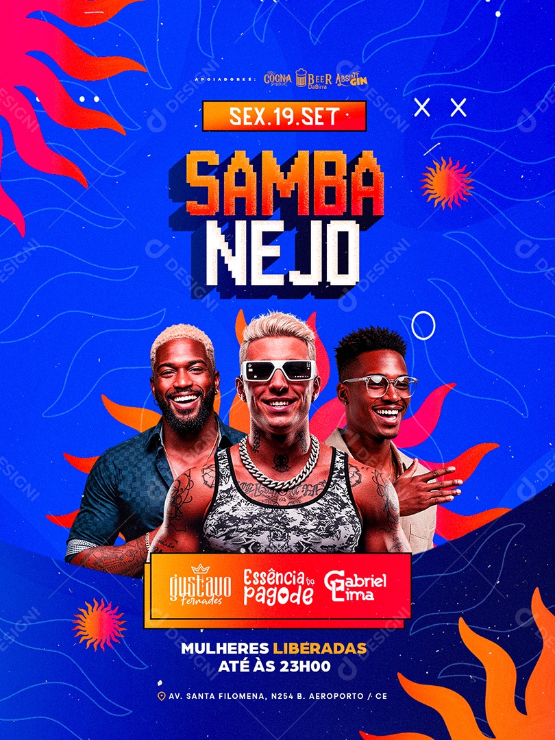 Flyer Próximos Shows Sambanejo Social Media PSD Editável