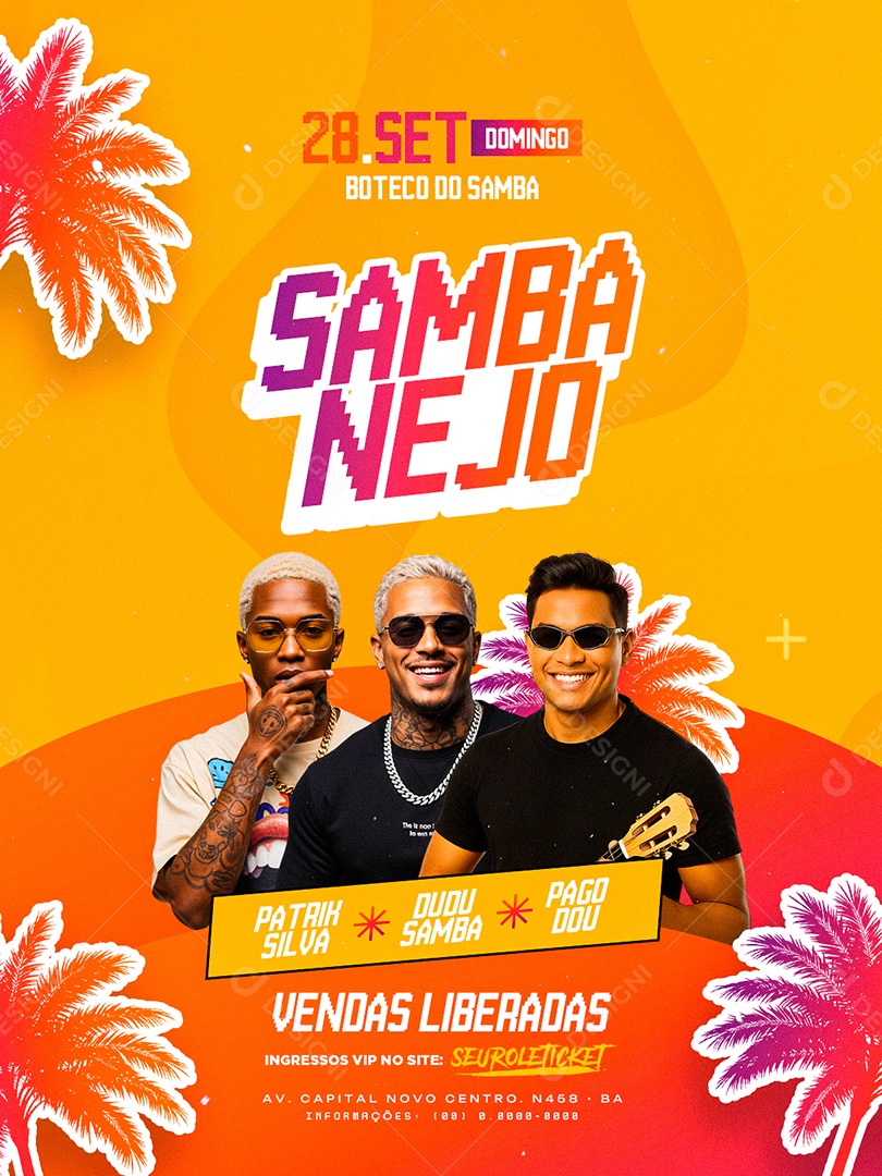 Flyer Próximos Shows Sambanejo Social Media PSD Editável