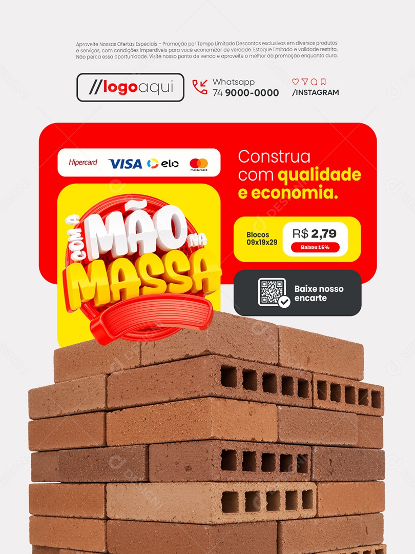 Com a Mão na Massa Construção Construa com Qualidade e Economia Social Media PSD Editável