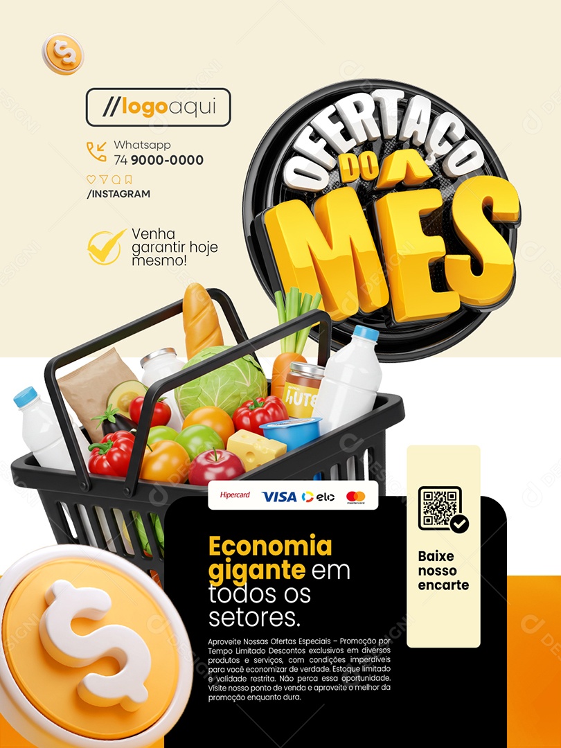 Ofertaço do Mês Supermercado Economia Gigante Social Media PSD Editável