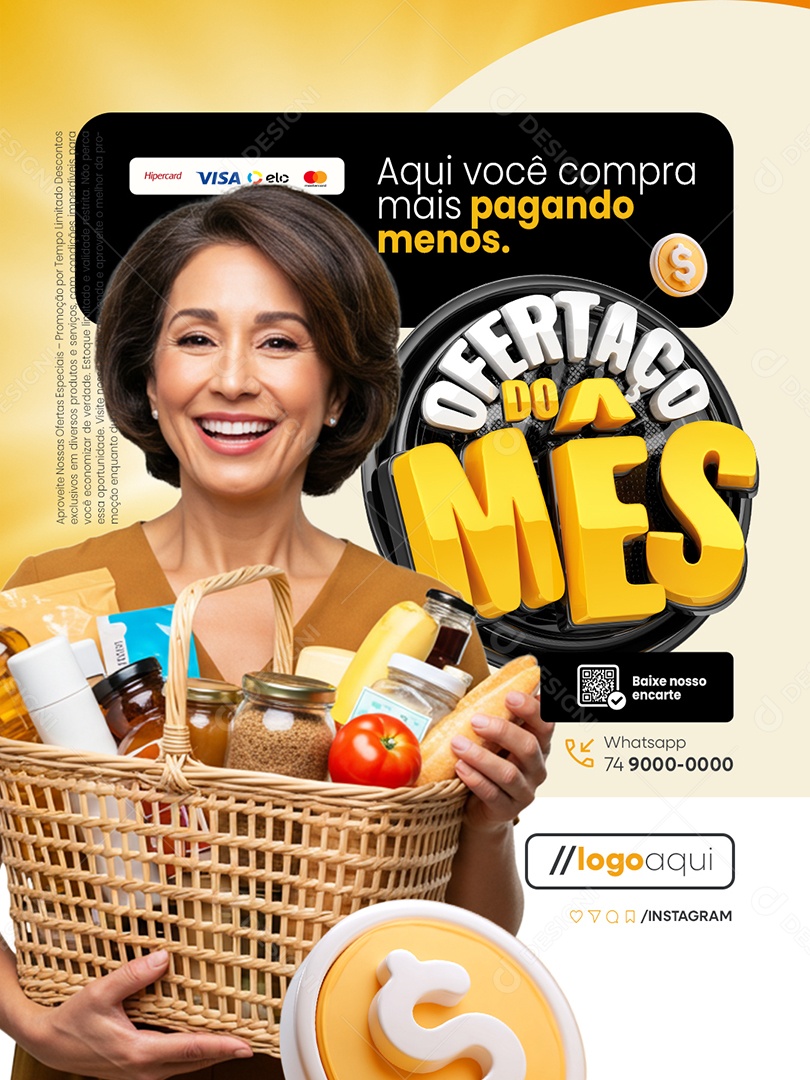 Ofertaço do Mês Supermercado Pagando Menos Social Media PSD Editável