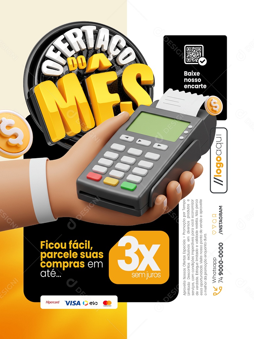 Ofertaço do Mês Supermercado Ficou Fácil Parcele suas Compras Social Media PSD Editável