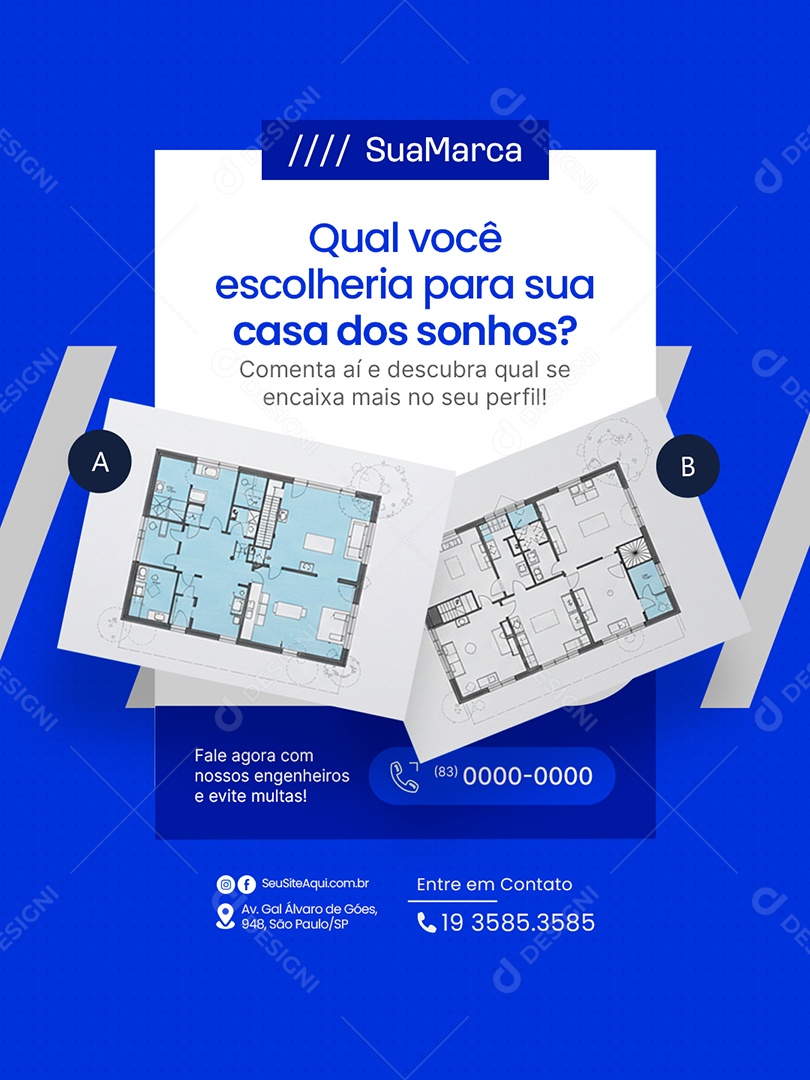 Engenharia Qual Você Escolheria para Sua Casa dos Sonhos Social Media PSD Editável