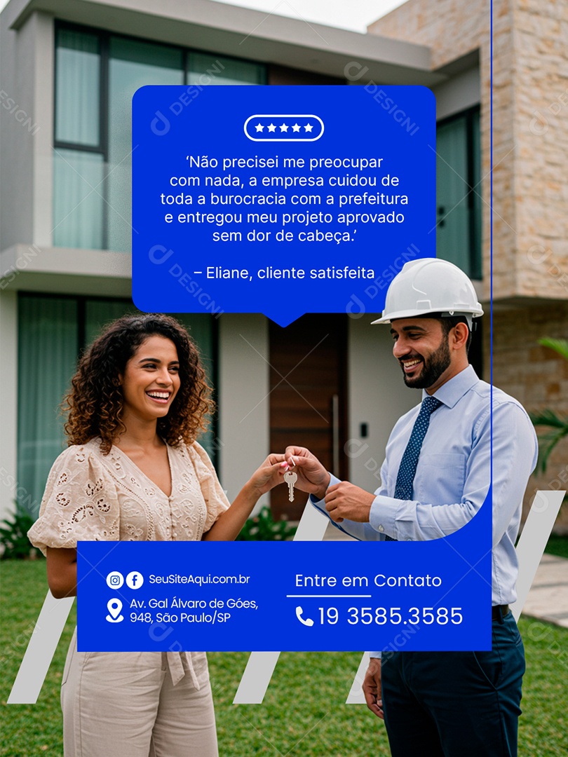 Engenharia Depoimentos Feedback Social Media PSD Editável