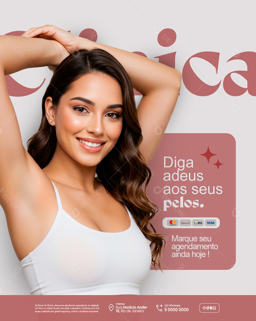 Depiladora Diga Adeus aos Seus Pelos Social Media PSD Editável