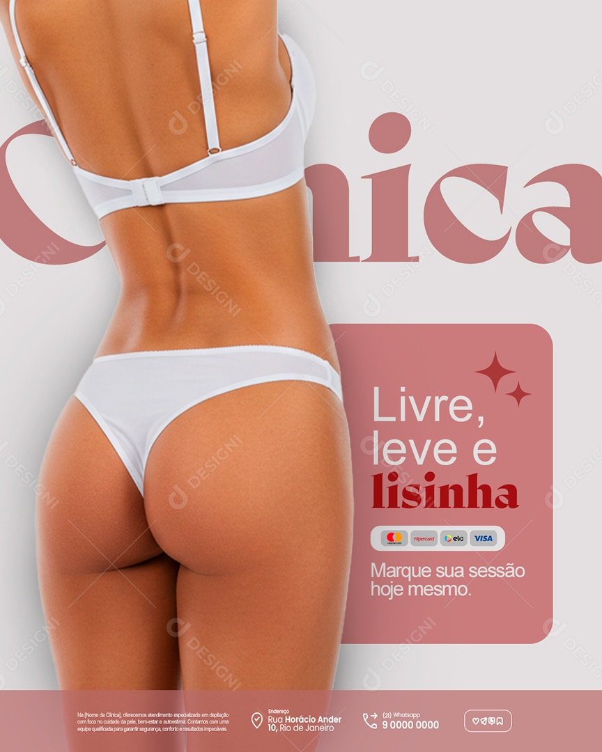 Depiladora Livre Leve e Lisinha Social Media PSD Editável