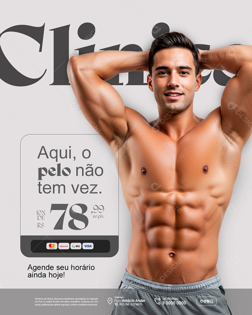 Depiladora Clinica Aqui o Pelo Não Tem Vez Social Media PSD Editável