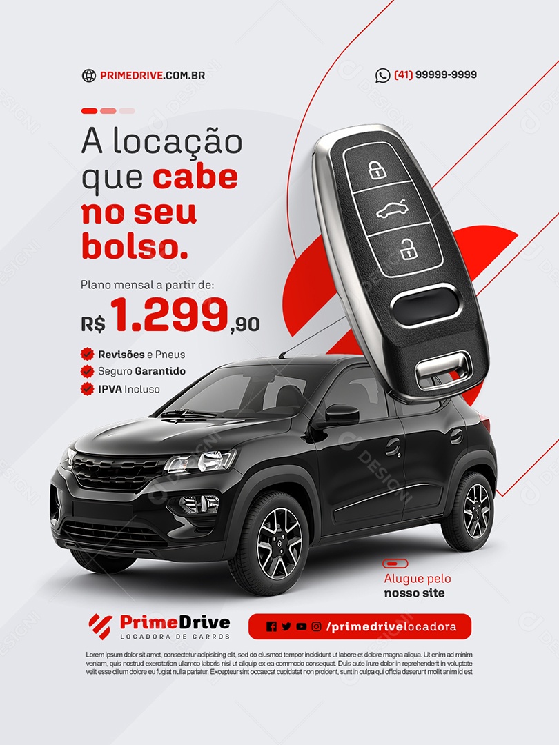 Locação De Carros Que Cane no Seu Bolso Social Media PSD Editável