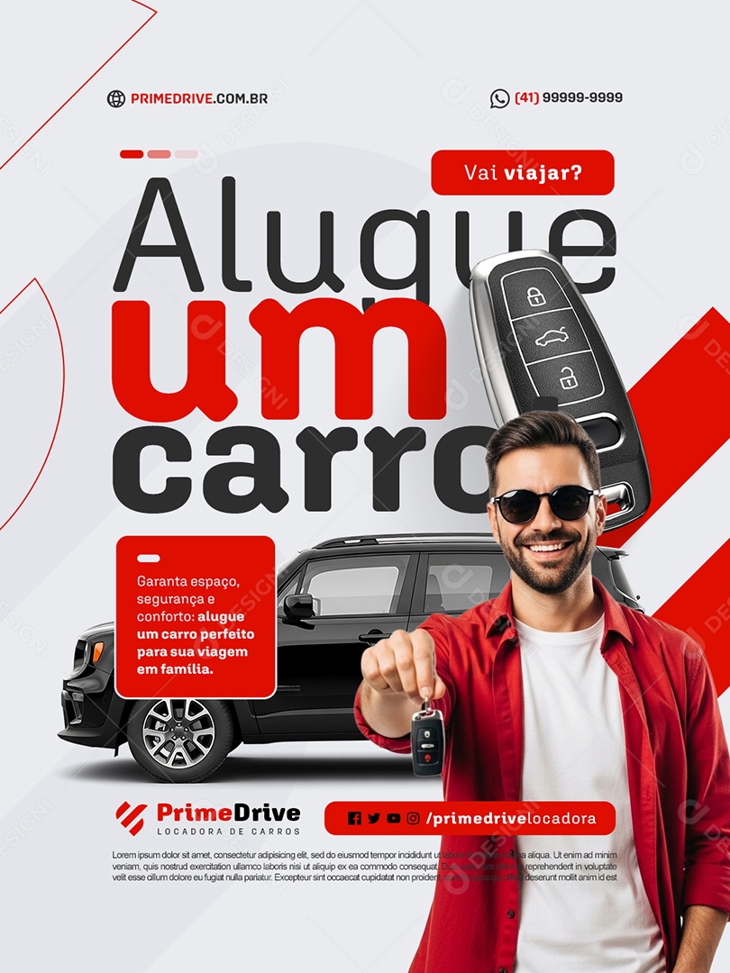 Locação De Carros Alugue um Carro Social Media PSD Editável