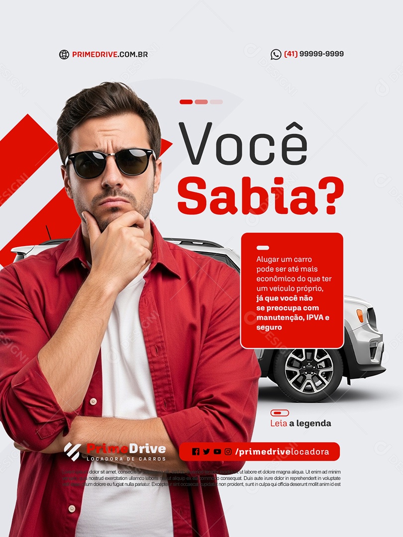 Locação De Carros Você Sabia Social Media PSD Editável