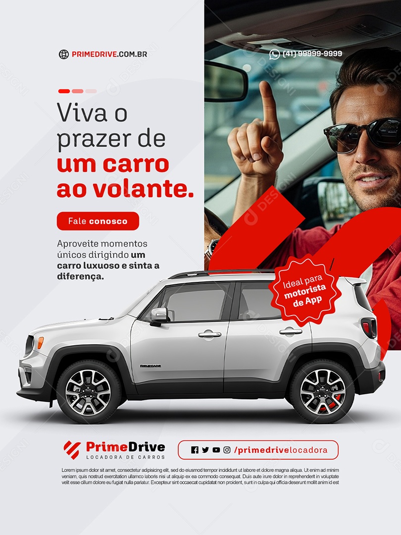 Locação De Carros Viva o Prazer de Um Carro ao Volante Social Media PSD