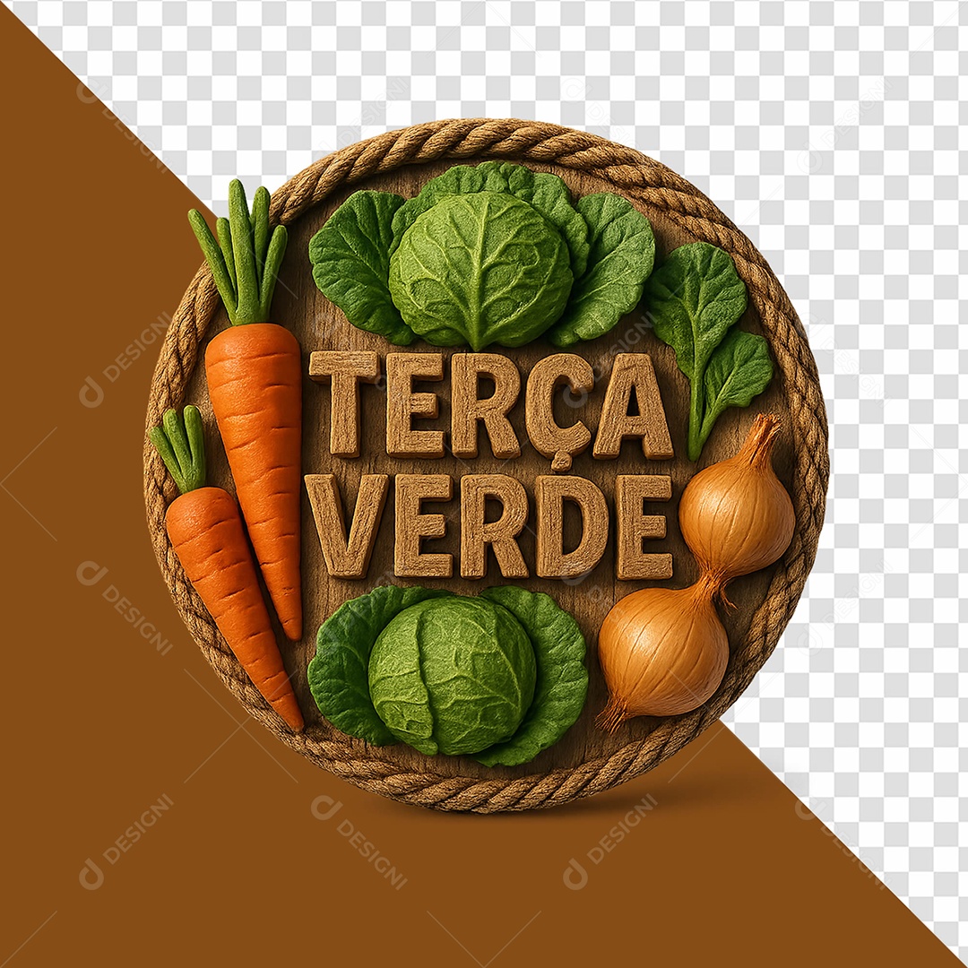 Terça Verde Selo 3D Para Composição PSD