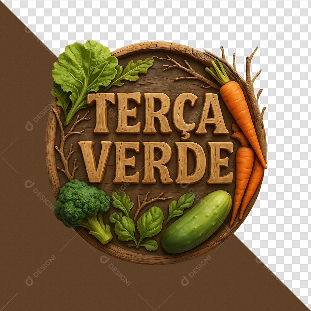 Terça Verde Selo 3D Para Composição PSD