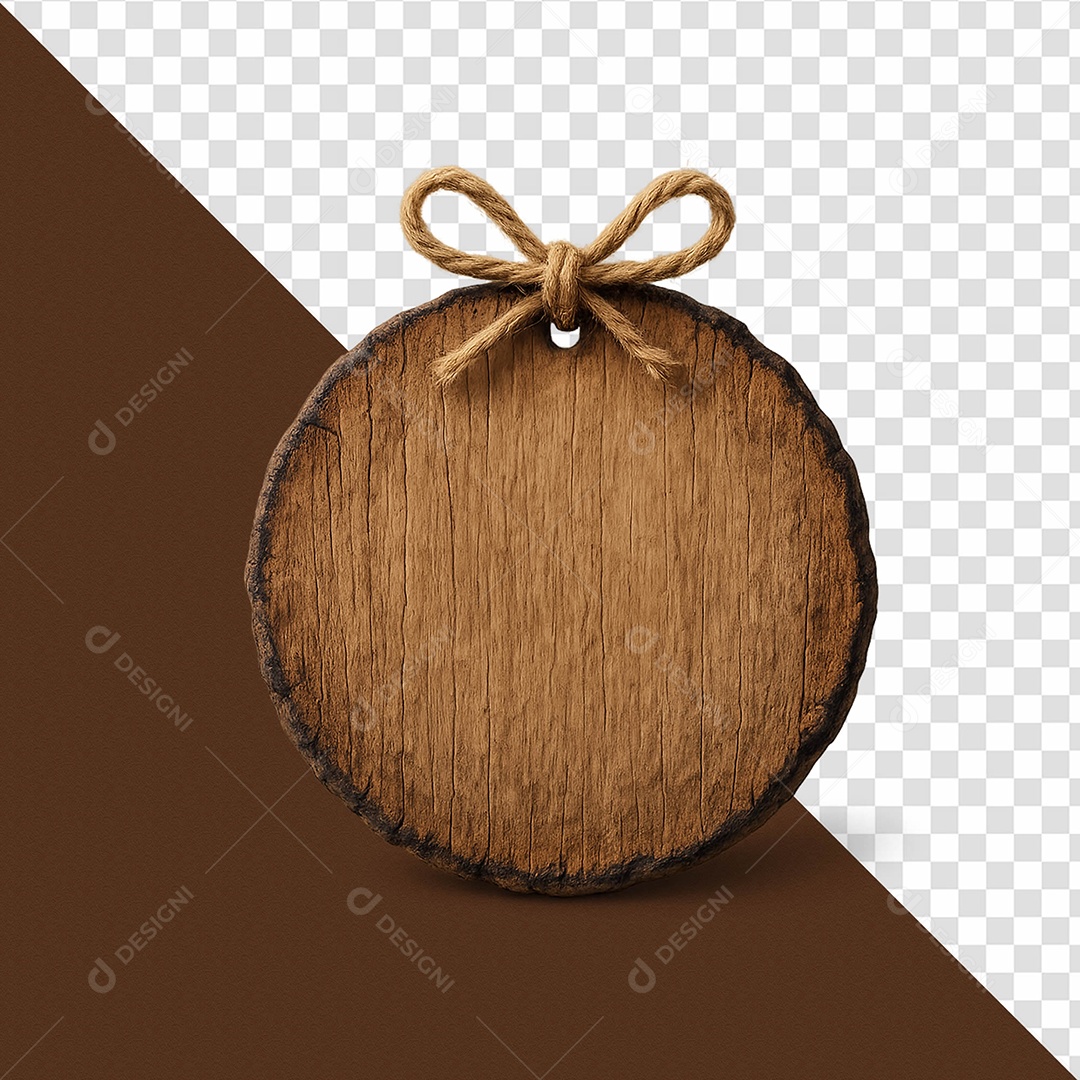 Placa De Madeira Redonda Selo 3D Para Composição PSD