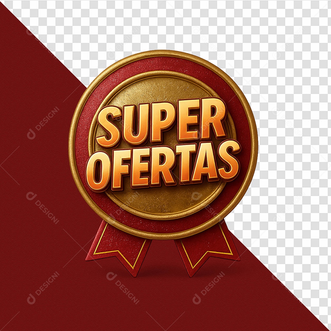 Selo 3D Super Ofertas Para Composição PSD