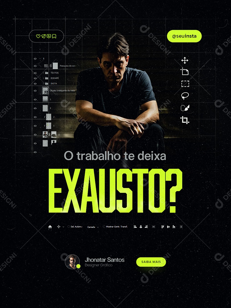 Marketing Digital O Trabalho Te Deixa Exausto Social Media PSD Editável