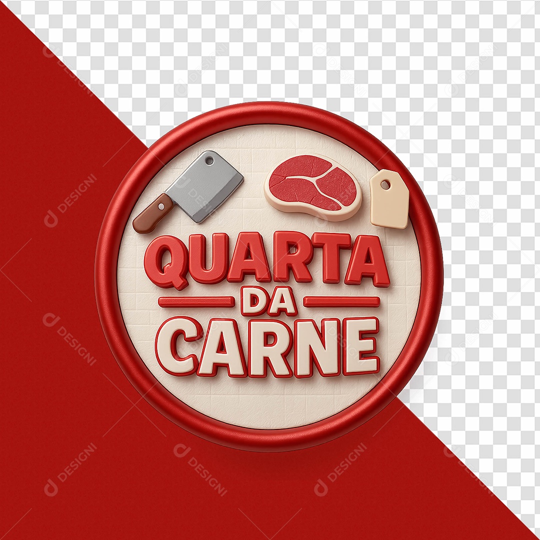 Selo 3D Quarta De Carne Para Composição PSD