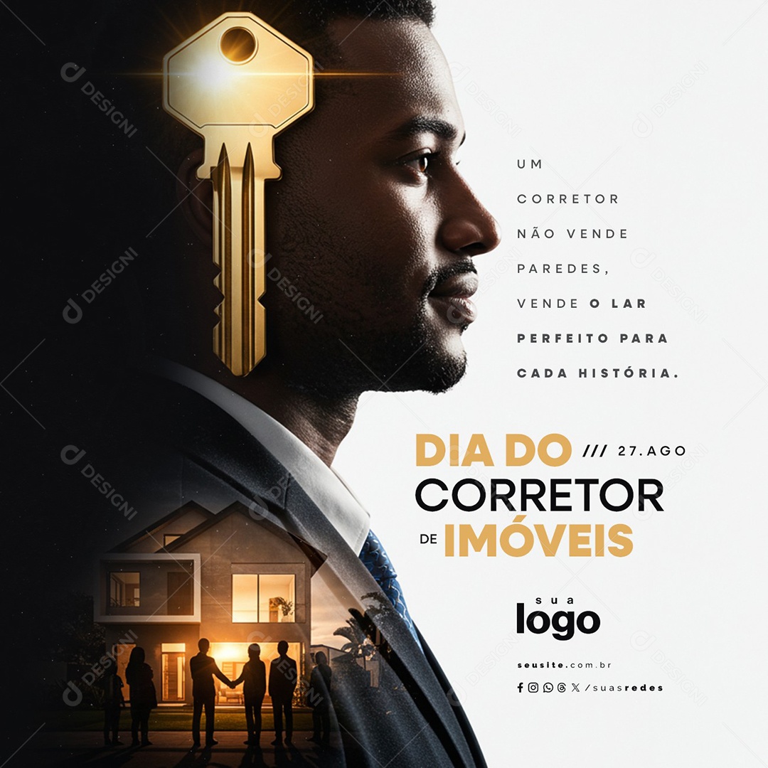Dia do Corretor de Imóveis 27 de Agosto Social Media PSD Editável