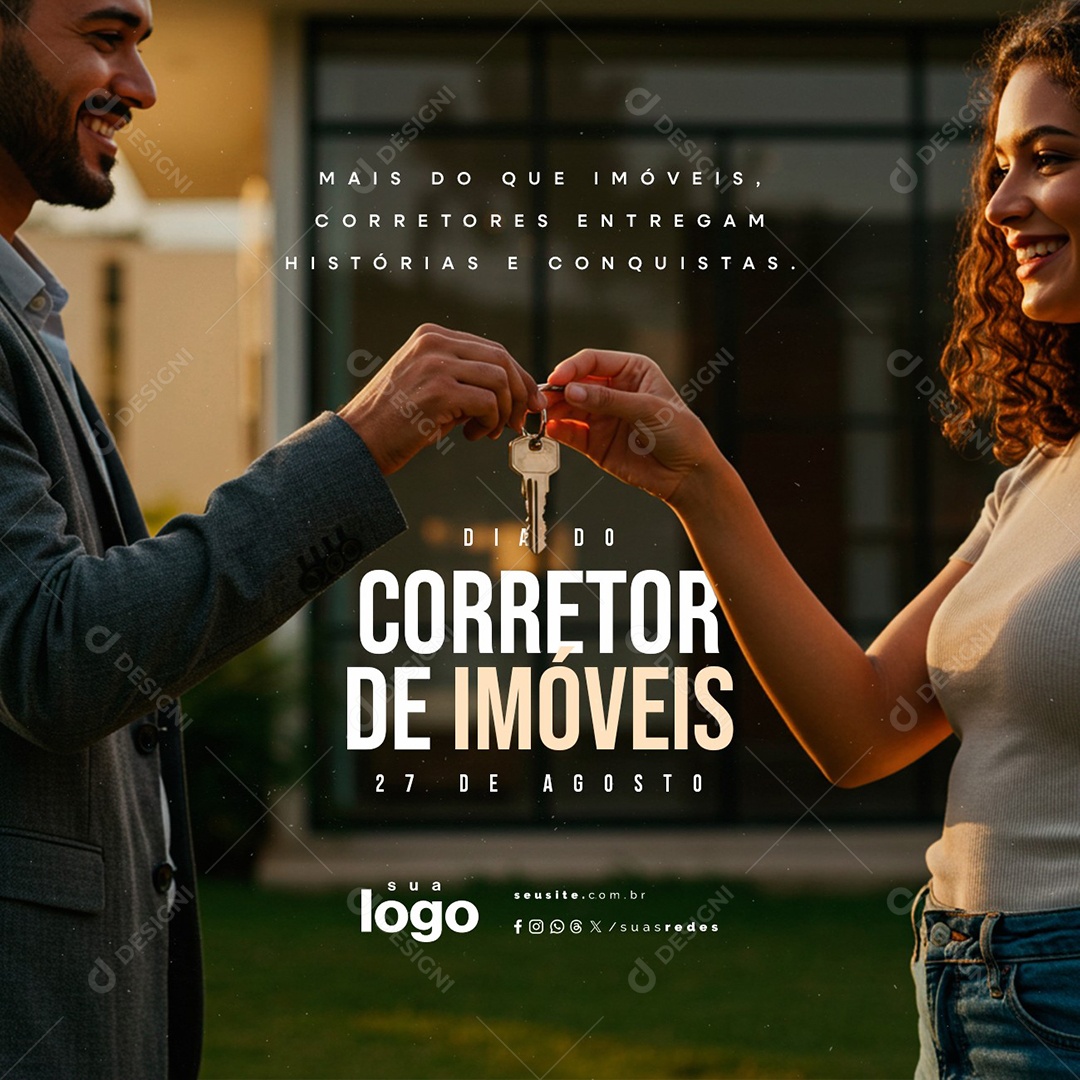 Dia do Corretor de Imóveis 27 de Agosto Social Media PSD Editável