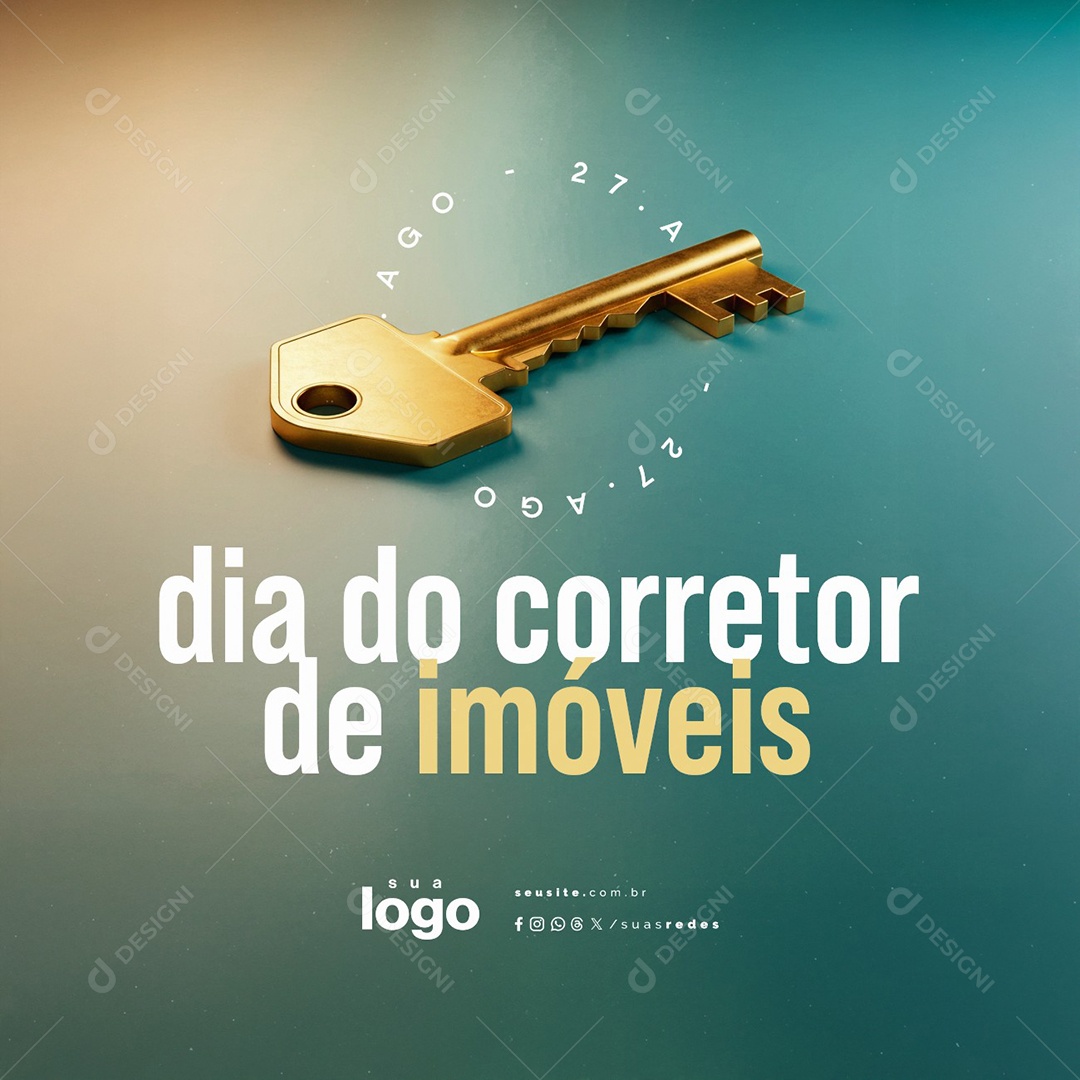 Dia do Corretor de Imóveis 27 de Agosto Social Media PSD Editável
