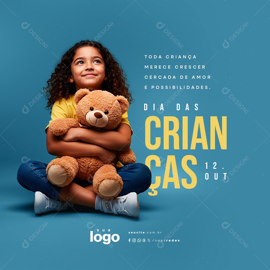 Dia das Crianças 12 de Outubro Toda Criança Merece Crescer Social Media PSD Editável