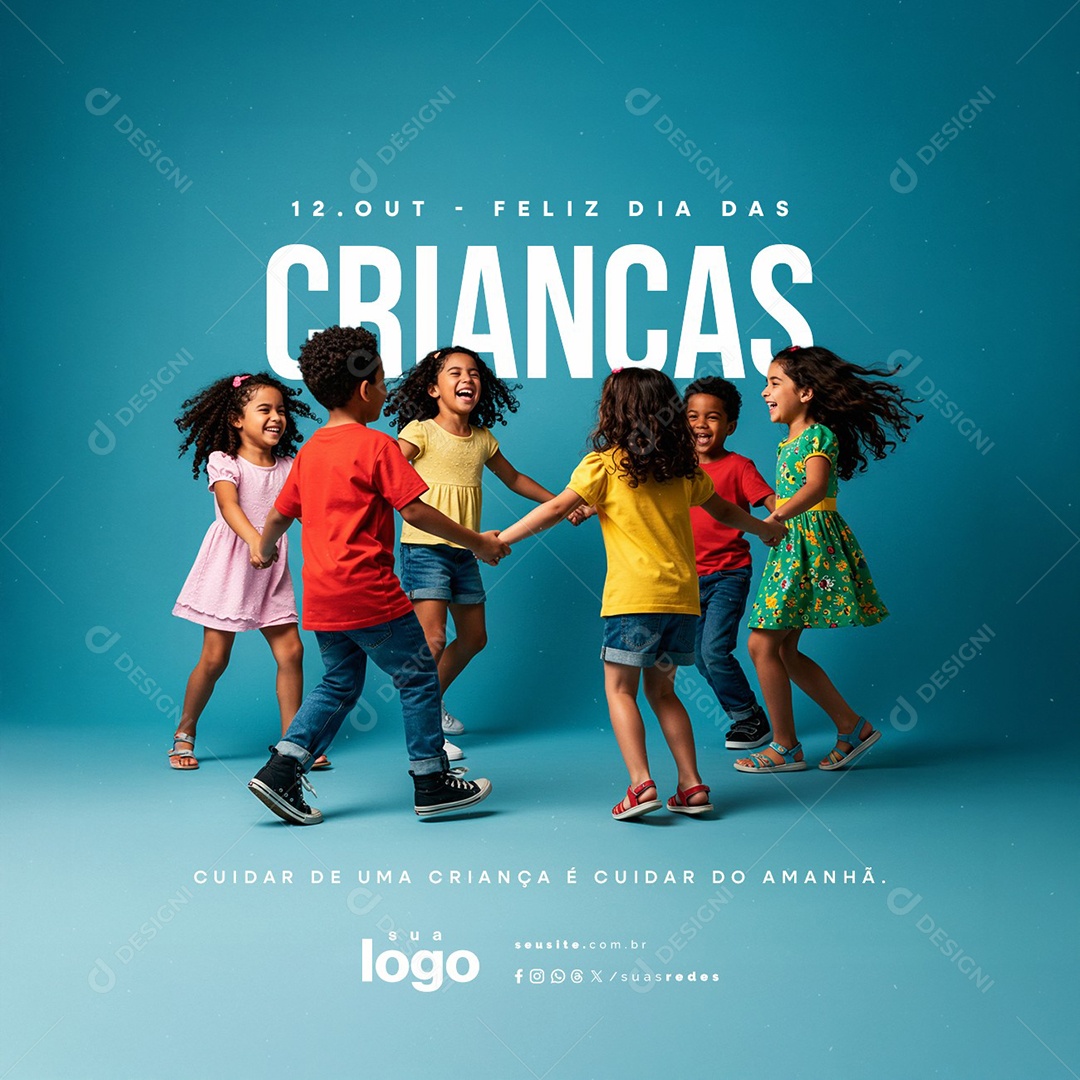Feliz Dia das Crianças 12 de Outubro Cuidar do Amanhã Social Media PSD Editável