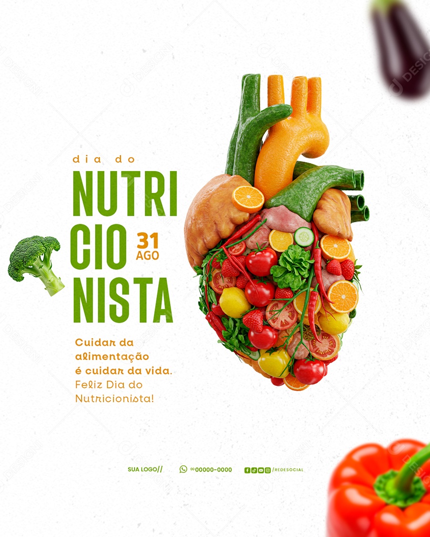 Dia Do Nutricionista 31 De Agosto Parabéns Social Media PSD Editável