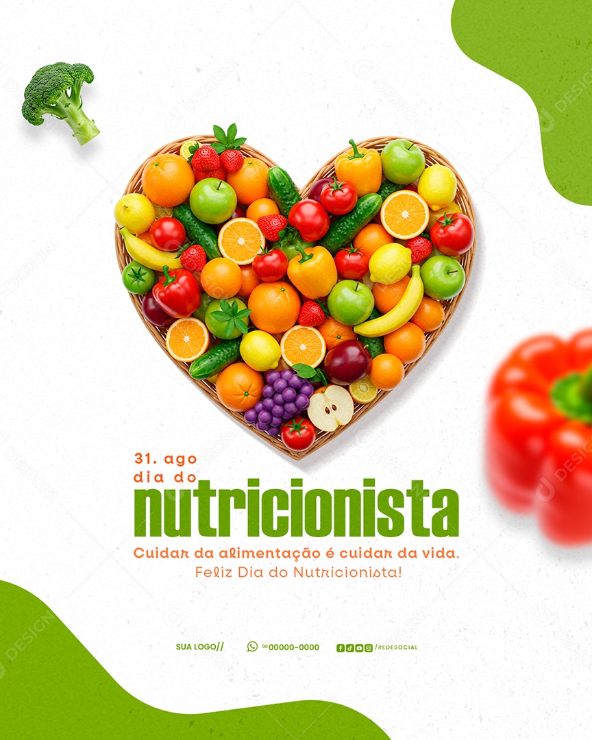 Dia Do Nutricionista 31 De Agosto Parabéns Social Media PSD Editável