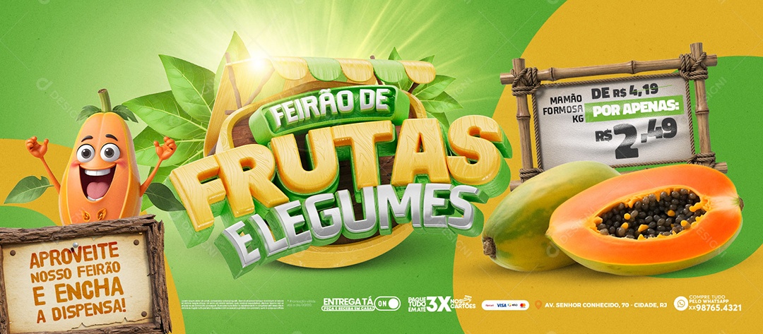 Banner Feirão de Frutas e Verduras Social Media PSD Editável
