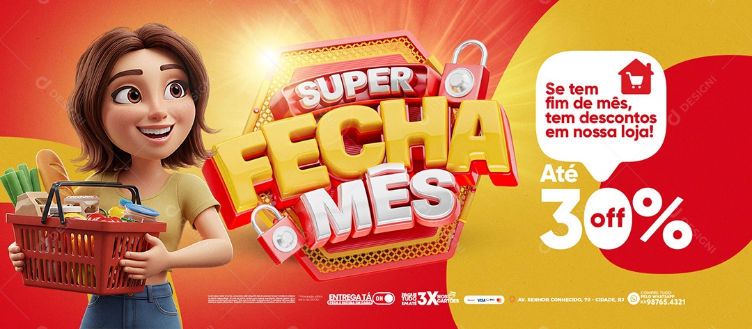 Banner Super Fecha Mês Social Media PSD Editável