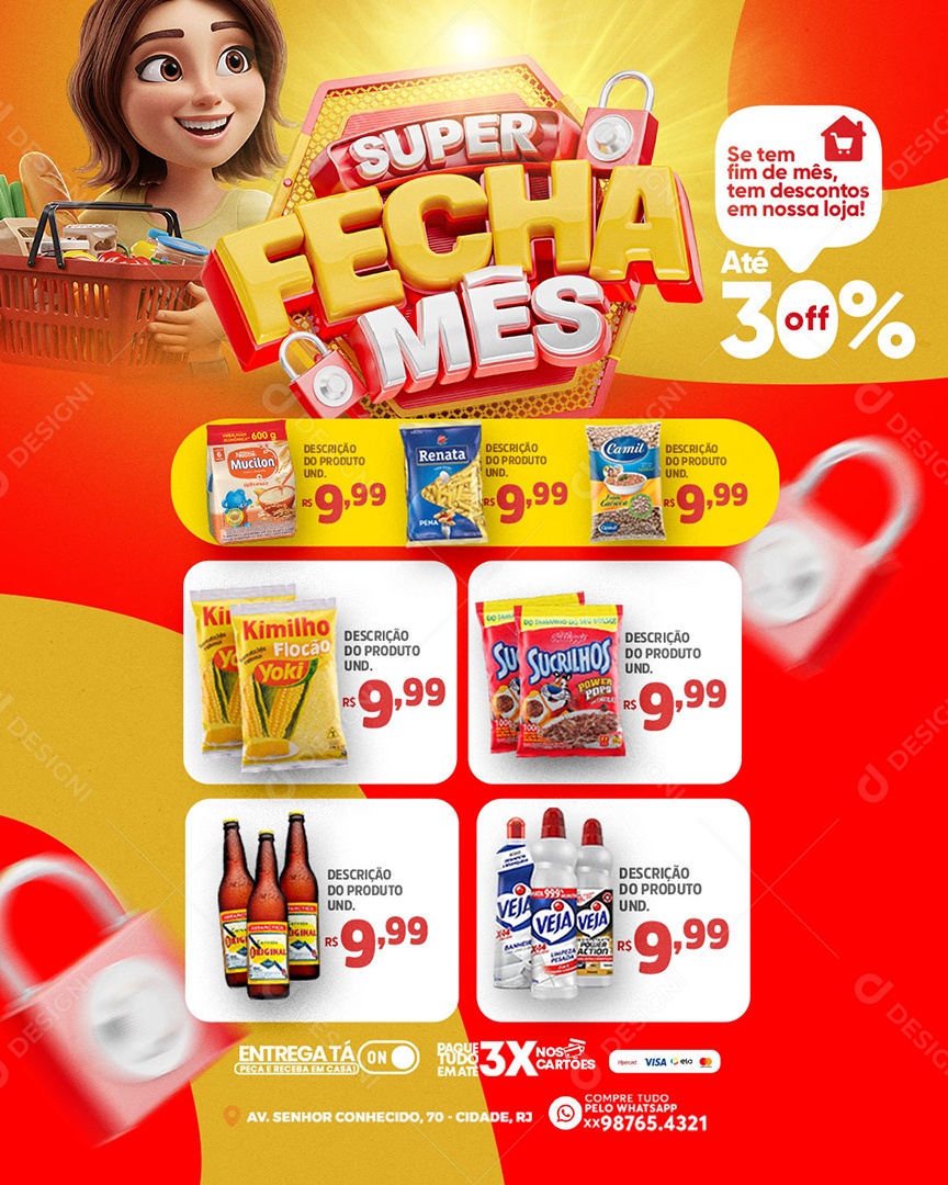 Encarte Super Fecha Mês Social Media PSD Editável