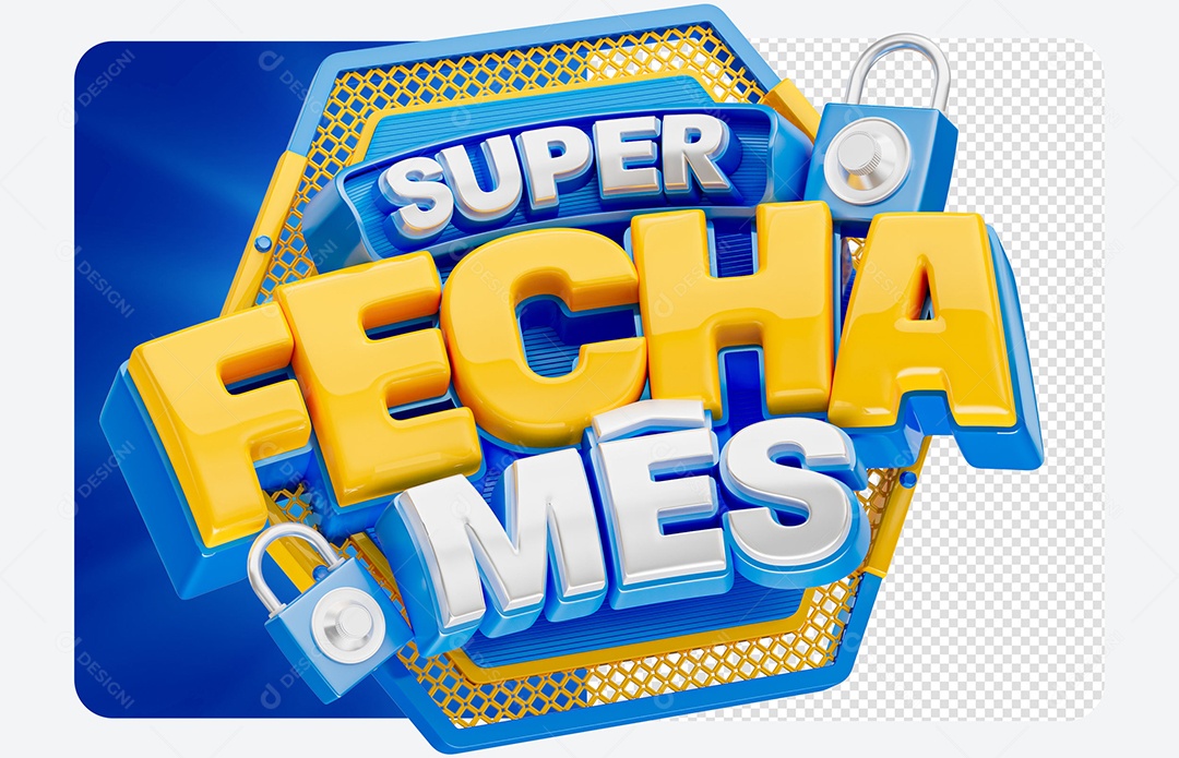 Selo 3D Super Fecha Mês Para Composição PSD