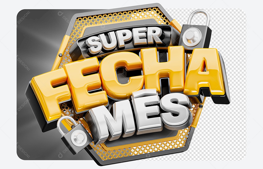 Selo 3D Super Fecha Mês Para Composição PSD