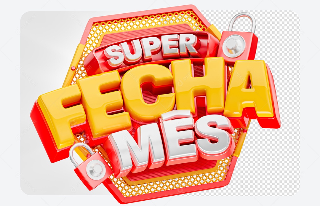 Selo 3D Super Fecha Mês Para Composição PSD