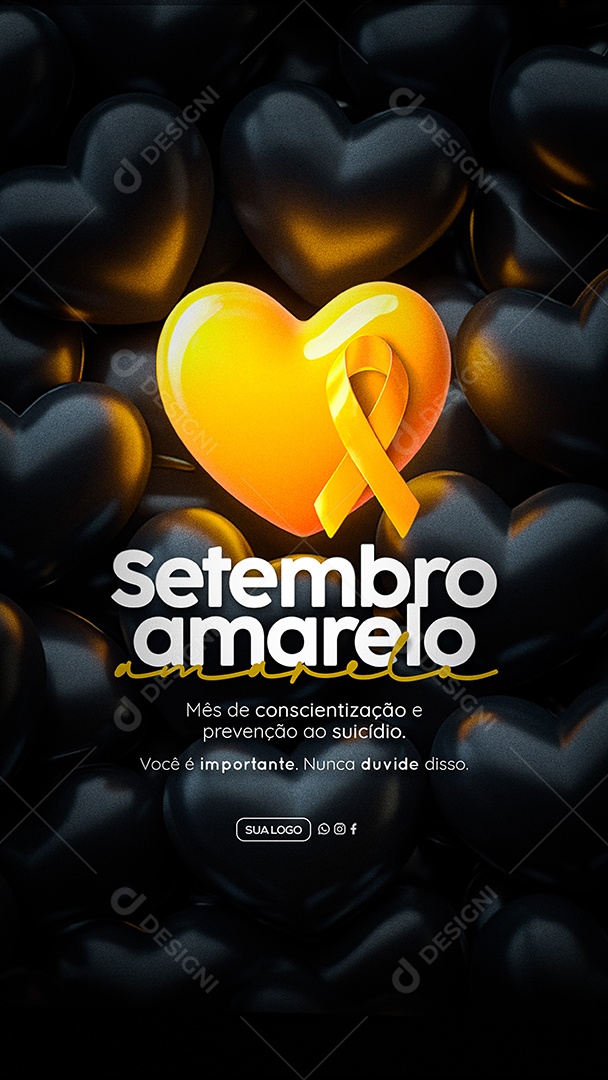 Story Setembro Amarelo Mês de Prevenção ao Suicídio Social Media PSD Editável