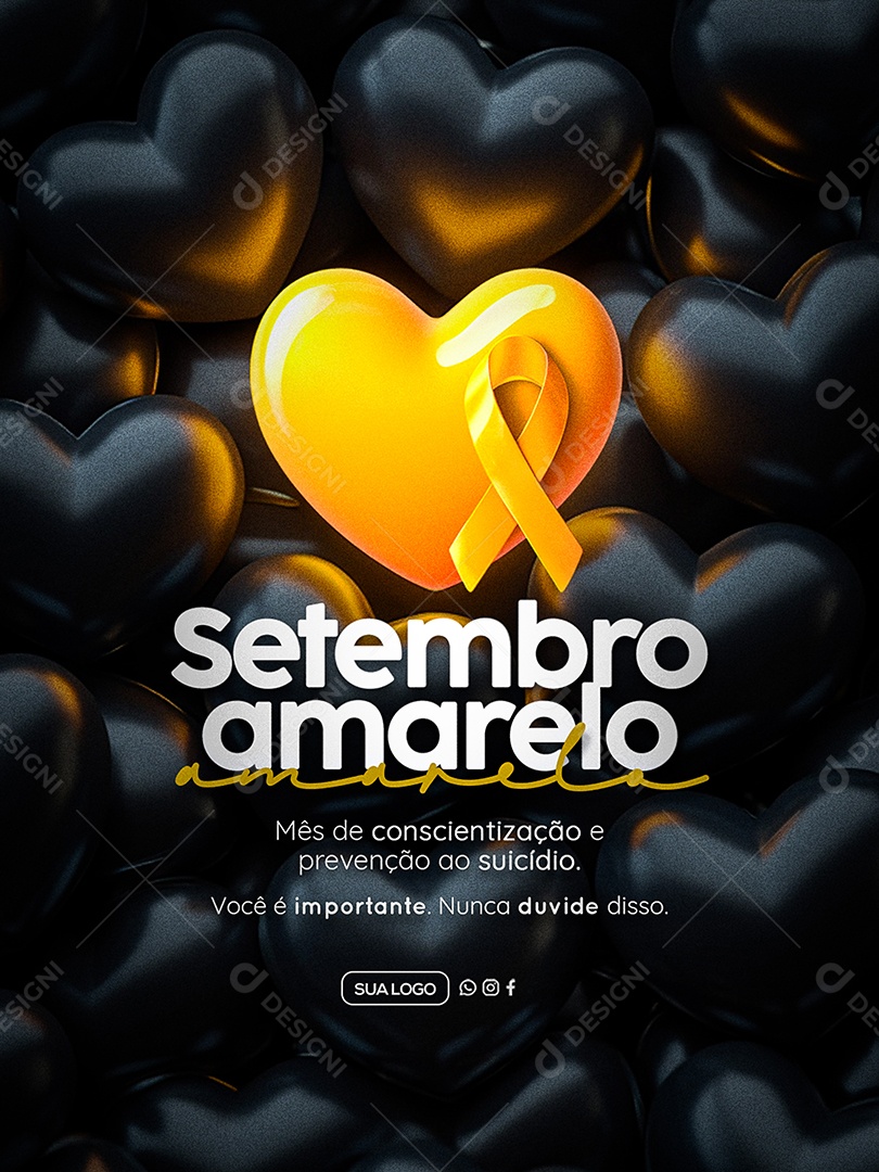 Setembro Amarelo Mês de Prevenção ao Suicídio Social Media PSD Editável