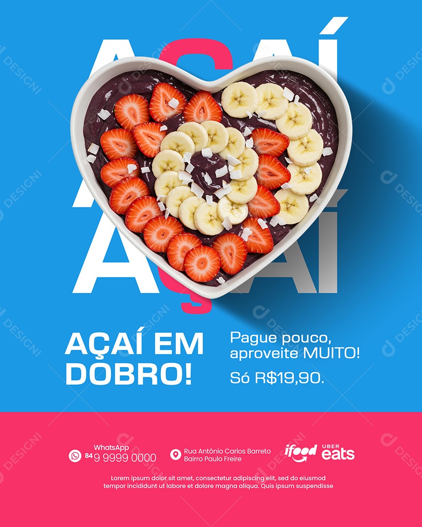 Açaiteria Açaí Em Dobro Social Media PSD Editável
