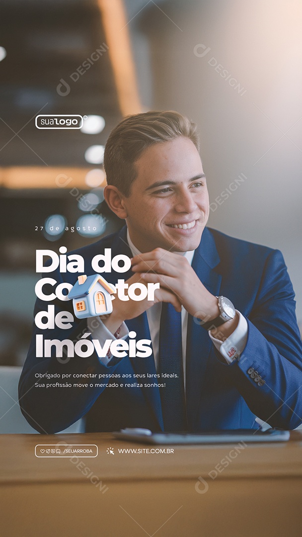 Story Dia do Corretor de Imóveis 27 de Agosto Social Media PSD Editável