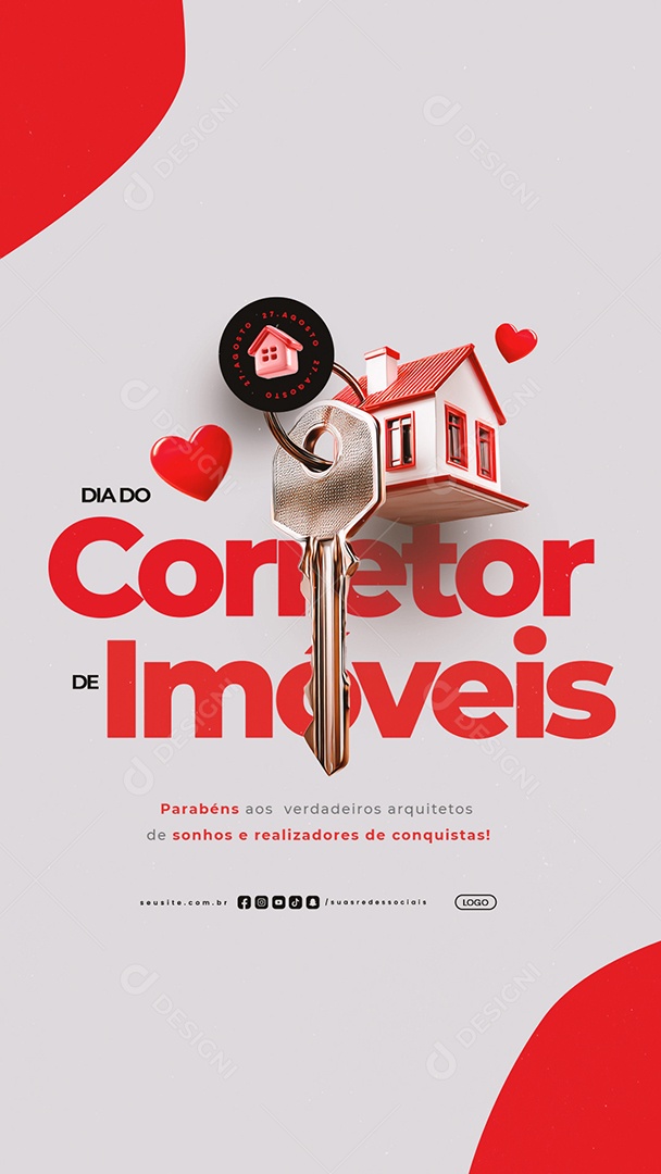 Story Dia do Corretor de Imóveis 27 de Agosto Parabéns Social Media PSD Editável